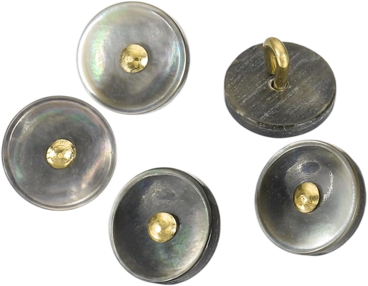Knopen 10 mm parelmoer knopen in komvorm met schacht voor het naaien van overhemden DIY decoratie zwart/goud