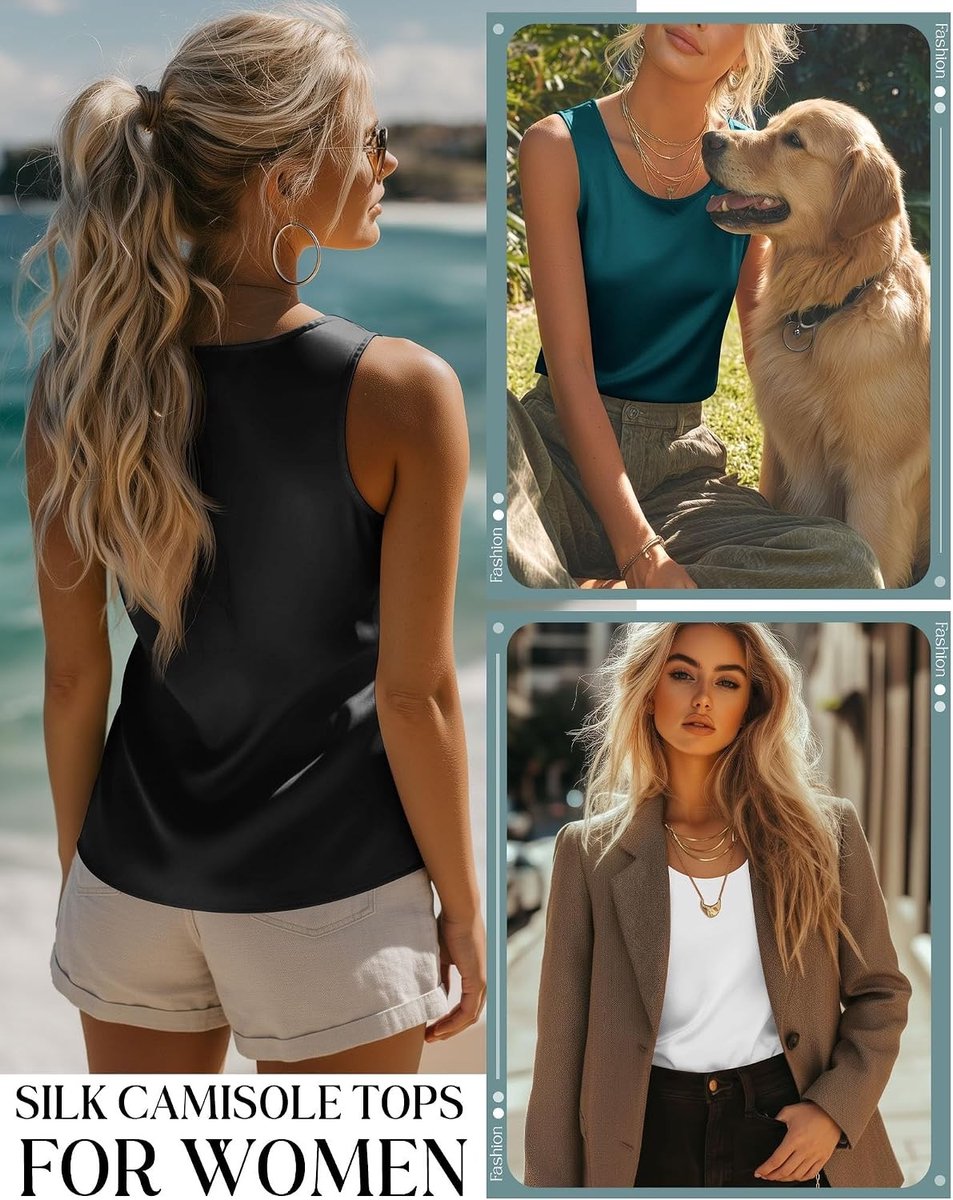 Set van 3 Zijdezachte Mouwloze Hemdjes met Ronde Hals voor Dames | Perfecte Casual Blouses voor Zomer, Onder een Blazer of als Werkoutfit