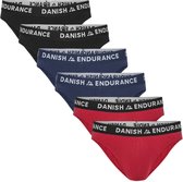 Six slips pour hommes de différentes couleurs: noir, bleu marine et rouge, avec une ceinture ornée du logo DANISH ENDURANCE.