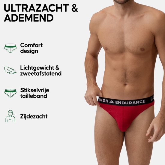 Homme en slip rouge en viscose de bambou. Ultra doux et respirant, confortable, léger, évacuant la transpiration, ceinture sans coutures.