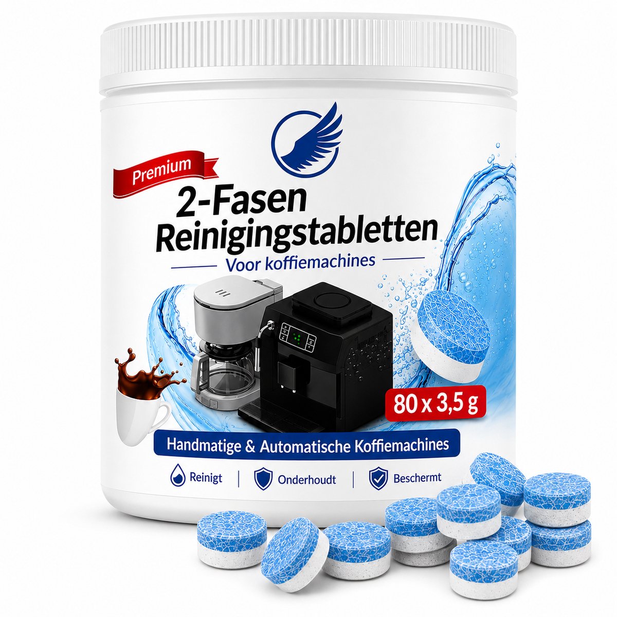 Reinigings tabletten Koffiemachine – 80 Stuks – 3.5 gram 2 Fasen – Extra Sterk – Jura, Siemens, Bosch, Philips, Saeco, Krups, De’Longhi geschikt