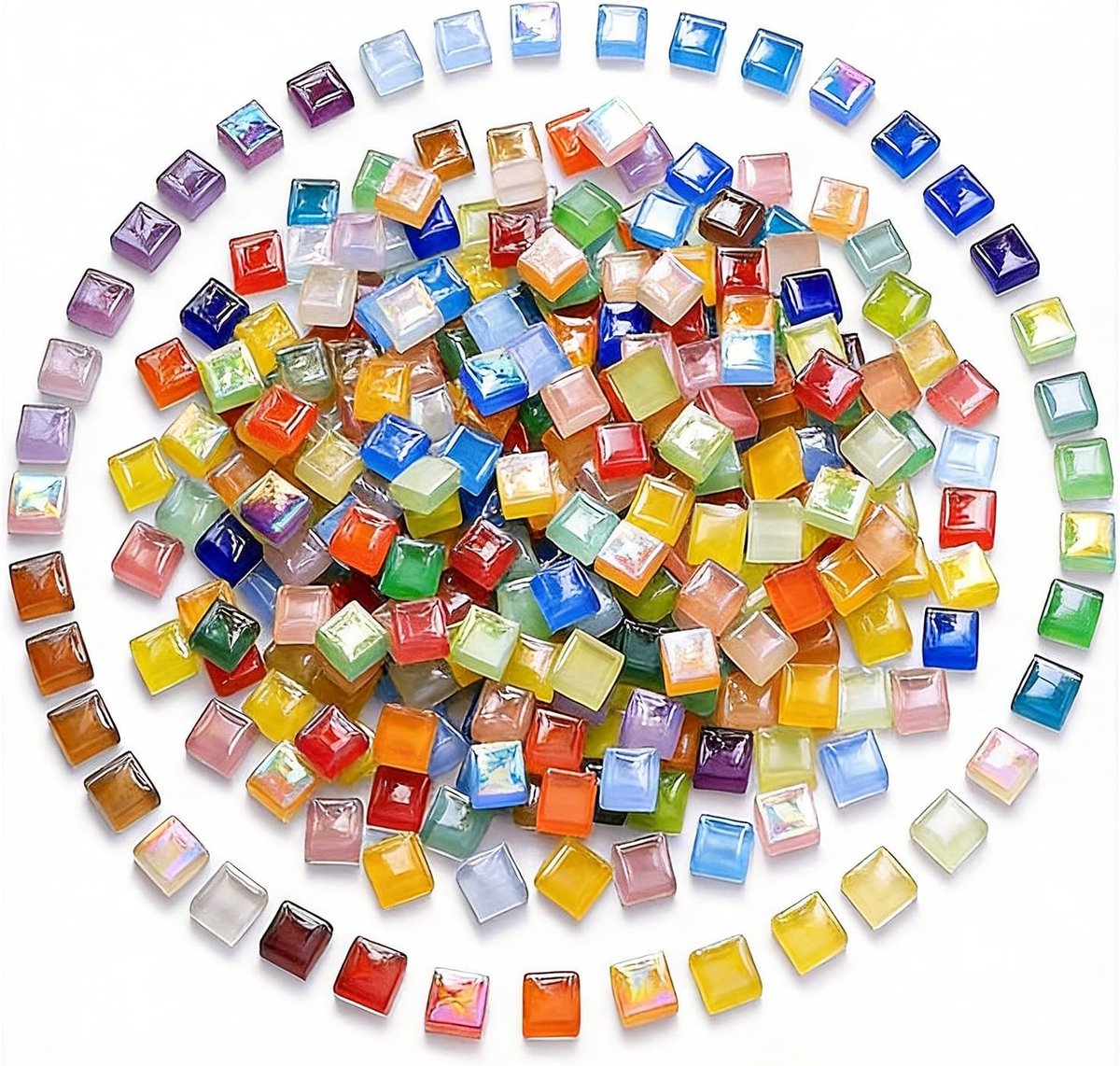 Handgemaakte Glazen Mozaïektegels 1x1 Cm – Kleurige Vierkante Tegels voor Interieurdecoratie en Creatieve Projecten, Ongeveer 1100 Stuks
