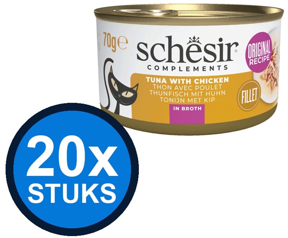 Schesir Schesir Complementary kat blik bouillon tonijn&kip 70gr