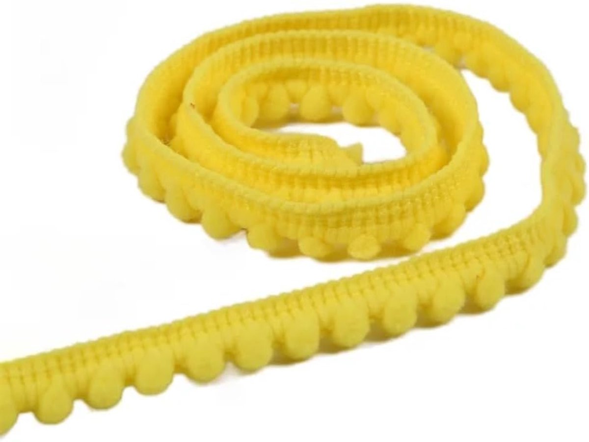 9,1 m x 10 mm mini-pomponrand om te knutselen, decoratieve band, pomponband, franjesband, kanten band, sierband, decoratieve rand om te naaien, doe-het-zelf knutselen kleding, geel