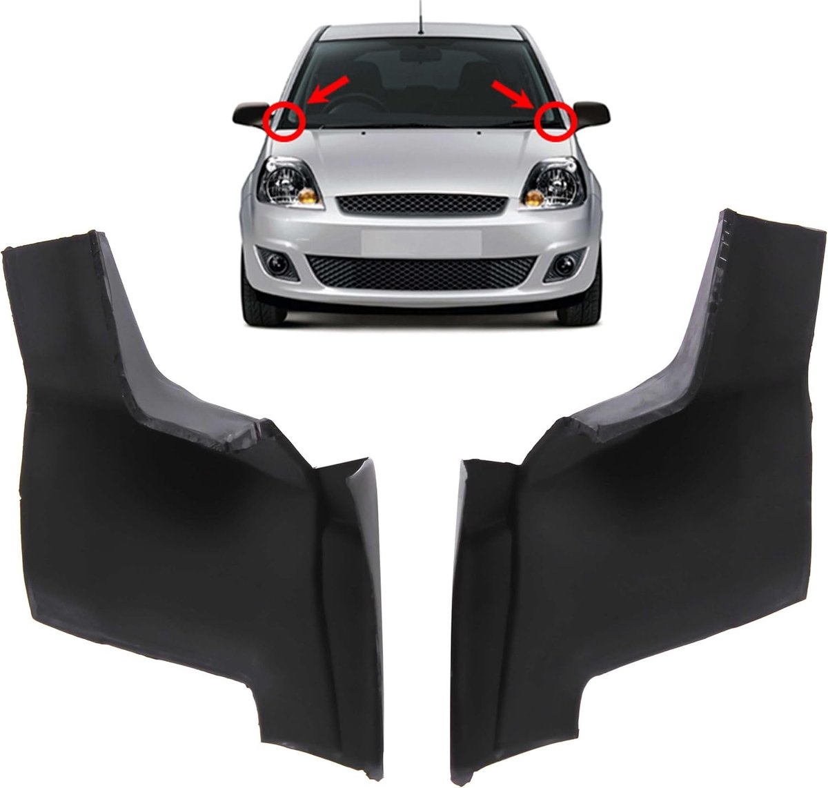 2-delige ruitenwisser afdekkingen beugels links + rechts compatibel met Fiesta Fusion 2S61-218B30-AH 2S61-218B31-AH 1498116 1498117 (2002-2008)