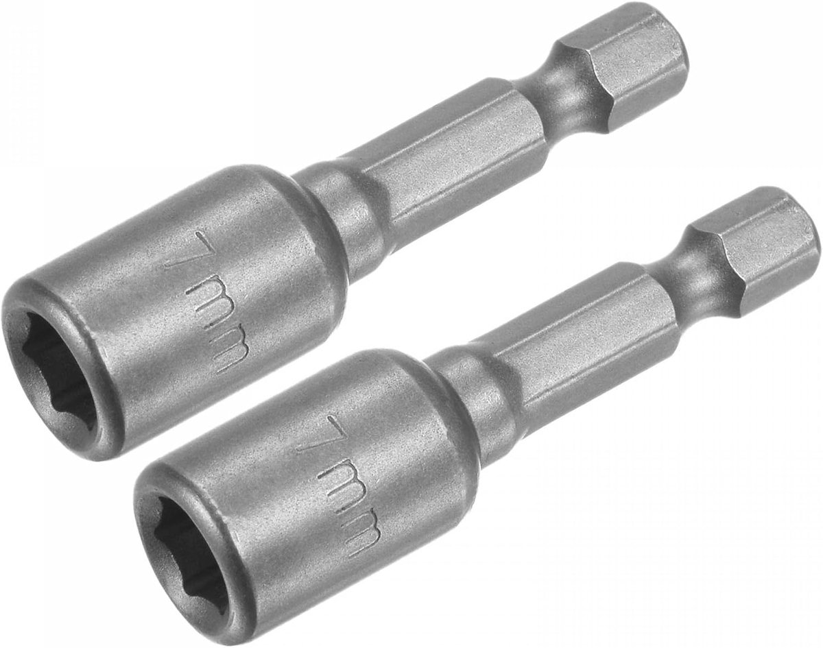 Sourcing map 2 stuks snelwisselsteeksleutel bit 1/4 inch zeskantige schacht 7 mm magnetische steeksleutel boor 1,89 inch lengte