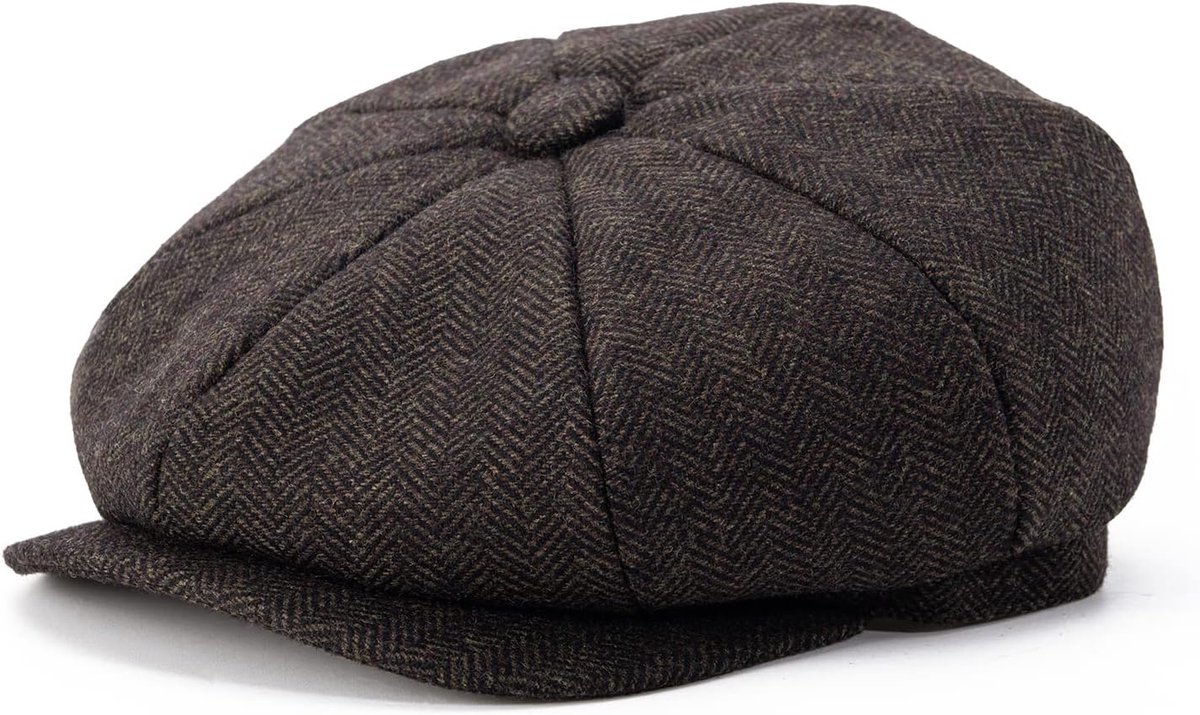 Heren 8 panelen wolmix Newsboy Flat Cap visgraat tweed hoed