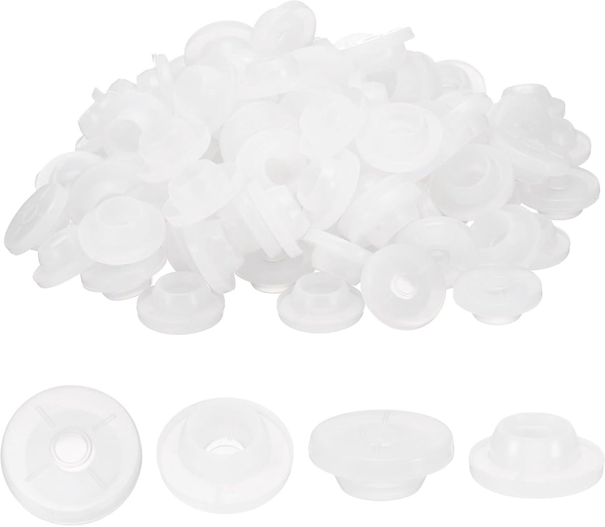 12 mm rubberen stopjes voor ampullen, 100 stuks siliconen paddenstoelvormige dopjes, zelfreparerend voor injectiedeuren voor glazen ampullen en vloeibare cultuurdozen, wit