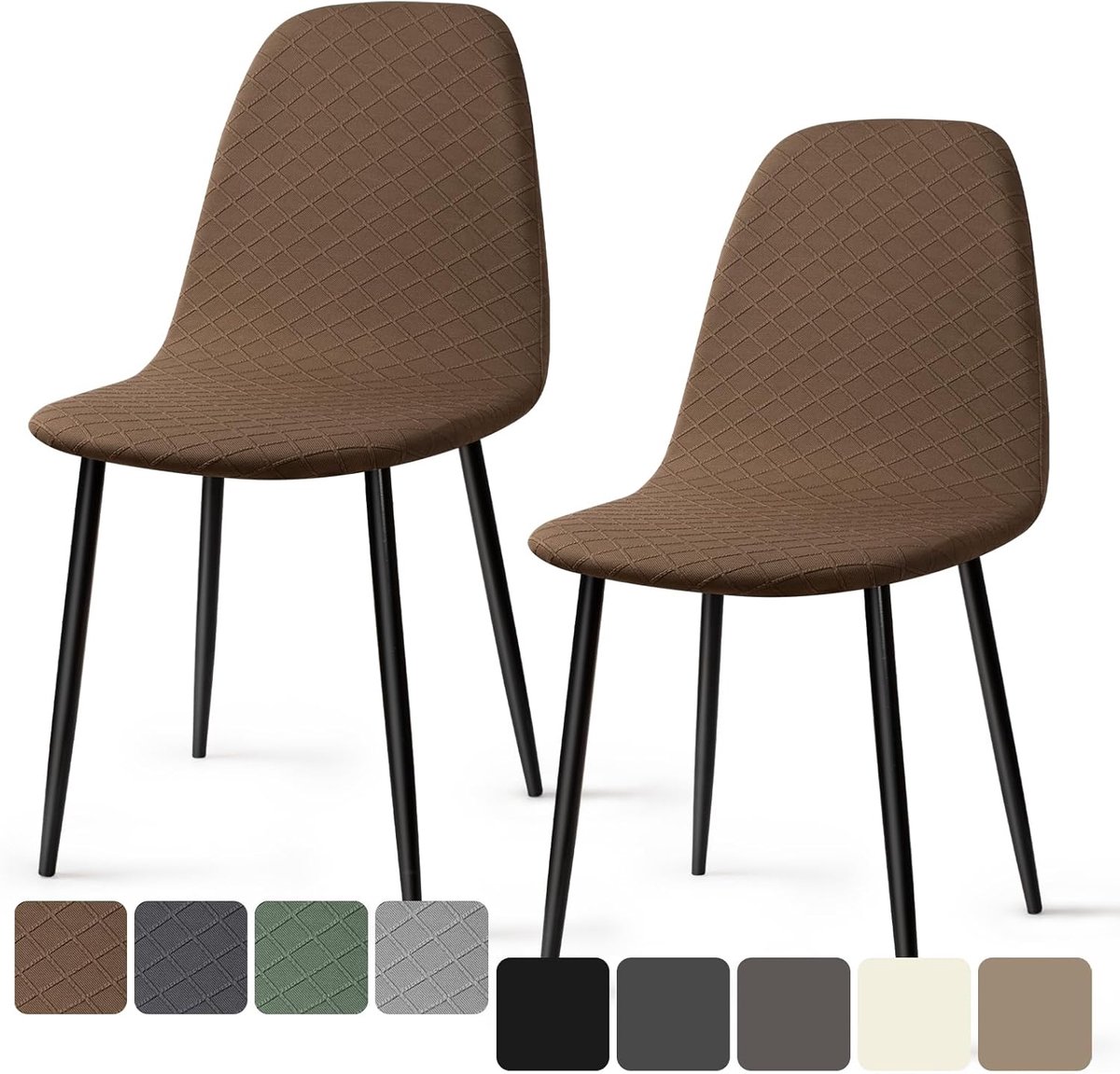 Eetstoelhoezen Universele Elastische Stoelhoezen Armloze Stoelbekleding Afneembare Wasbare Stoelhoes voor Thuis Hotel Restaurant Feest (Bruin, 2 Stuks)-KL