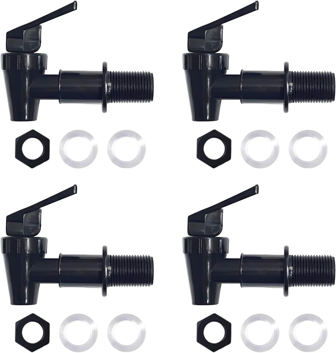 4 stuks drankdispensers, tapkraan, zwart, kunststof tapkraan voor waterdispenser en jerrycan, l voor sap, bier, wijn, voedselveilig voor koude en warme dranken, feestjes