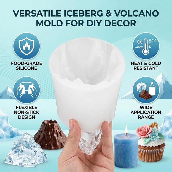 Vulkaanvorm voor snoep, chocolade, zeep, hars ornament decoratie, hoge temperatuur bestendig, anti-stick, flexibel — afbeelding 4
