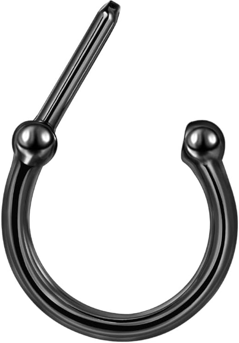 16G septum piercing ring van roestvrij staal, hoefijzerdesign in zilver, goud, roségoud en zwart, 10 mm