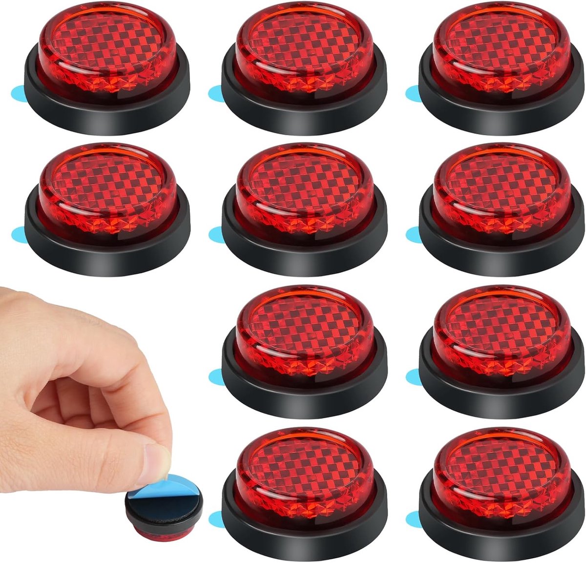 Reflectoren, 10 stuks, motorfietsreflectoren 24 mm, mini ronde reflectoren, rood, zelfklevend