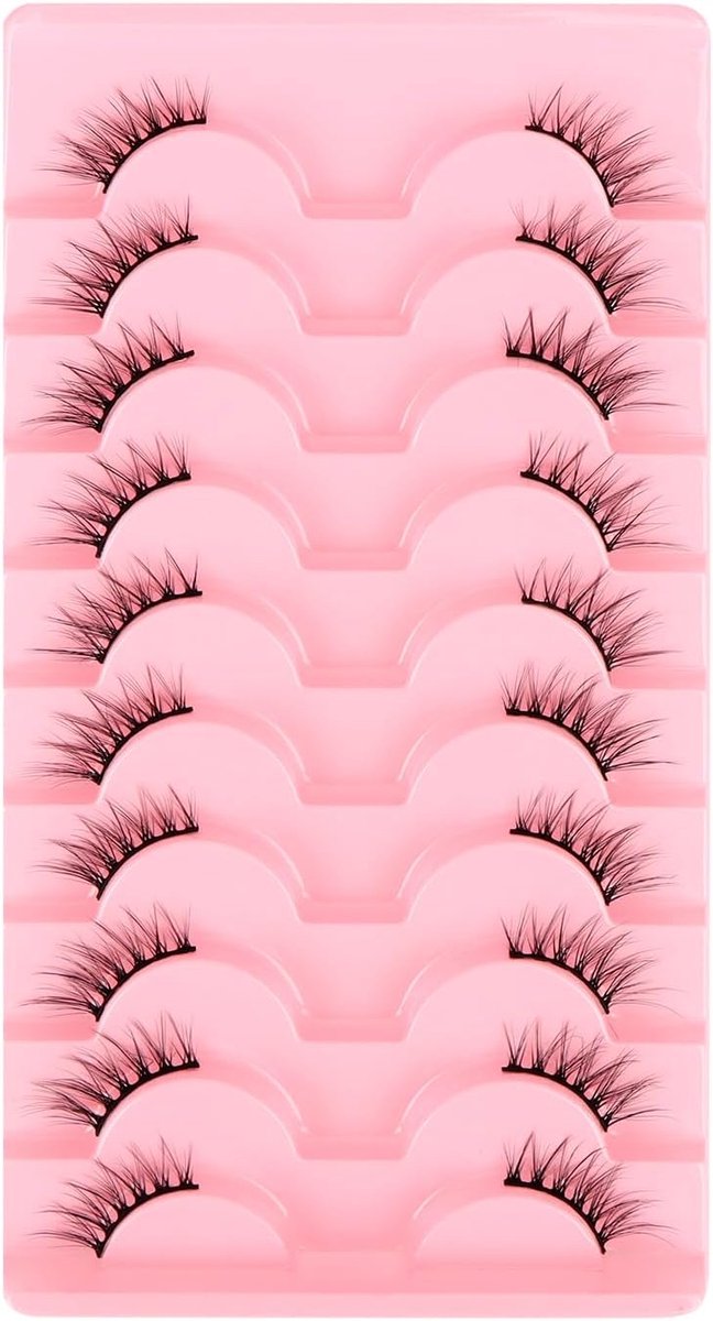 Valse wimpers, 10 paar kunstwimpers, natuurlijke krul, fijne kunstwimpers, herbruikbare wimperverlengingen voor natuurlijke look, ideaal voor beginnende make-up