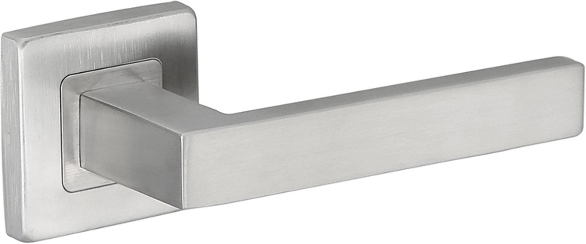Deurkruk (2x) Alice vierkant 20mm haaks op vierkant rozet geborsteld RVS | RVS deurklinken