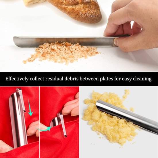 2 stuks, roestvrij staal, gebogen rand, kruimelborstel, kelner-accessoires, clip, accessoires voor het reinigen van tafelkleden, schep voor etensresten, compacte hulp voor — afbeelding 3