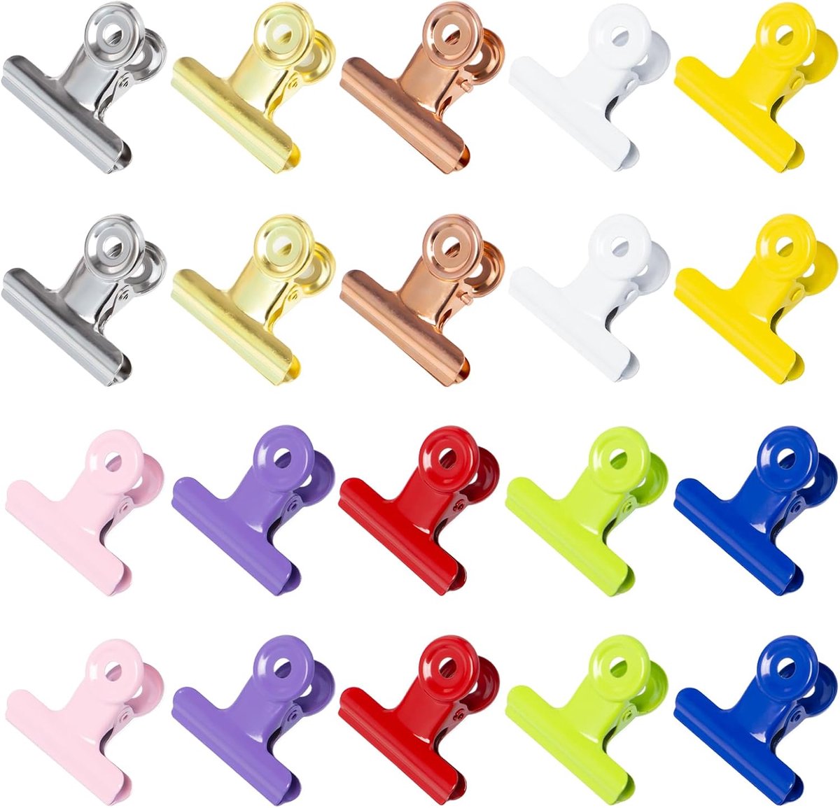 Clips, 38 mm, bulldog binderclips, metalen scharnierclips, brievenklemmen, metalen klemmen voor voedselzakken, foto's, kunsthandwerk, kantoor, keuken (10