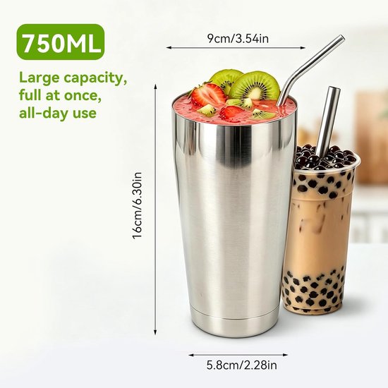 Milkshake-beker, 750 ml, draagbare roerbeker, milkshake-beker, staafmixerbeker, milkshake-mixbeker voor ijs, fruitsalade — afbeelding 4