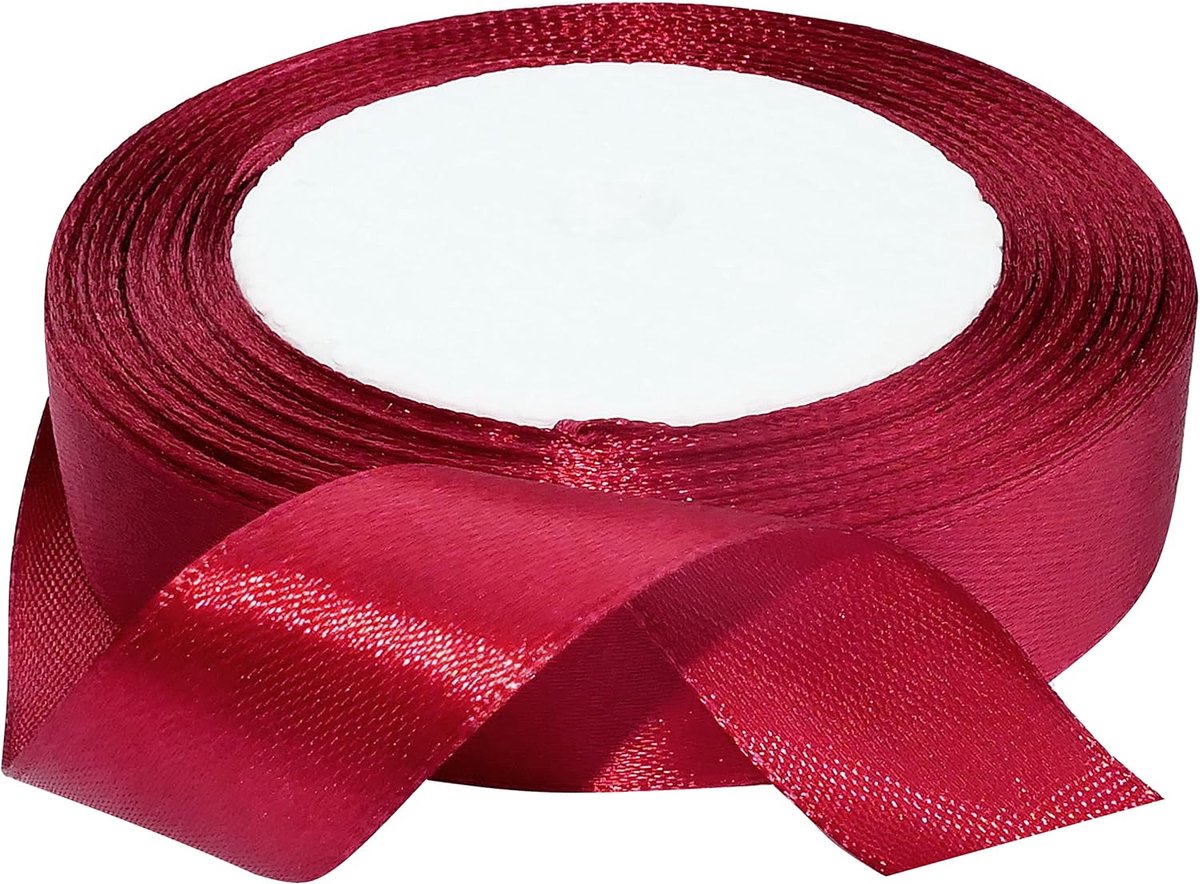 - C50425 - Satijnen lint decoratief glanzend fijn - 20 mm x 22 meter - donkerrood - creatieve projecten naaikunst geschenkverpakking voor verjaardagsfeest