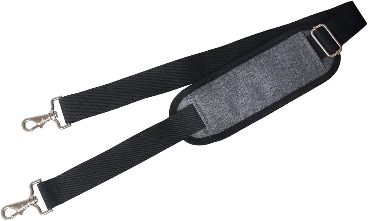 Universele vervangende schouderriem met clips, schoudertasriemen voor laptoptas, aktetas, messenger crossbody tas, camera, gitaar, viool, duffle, sporttas (155 cm, grijs)