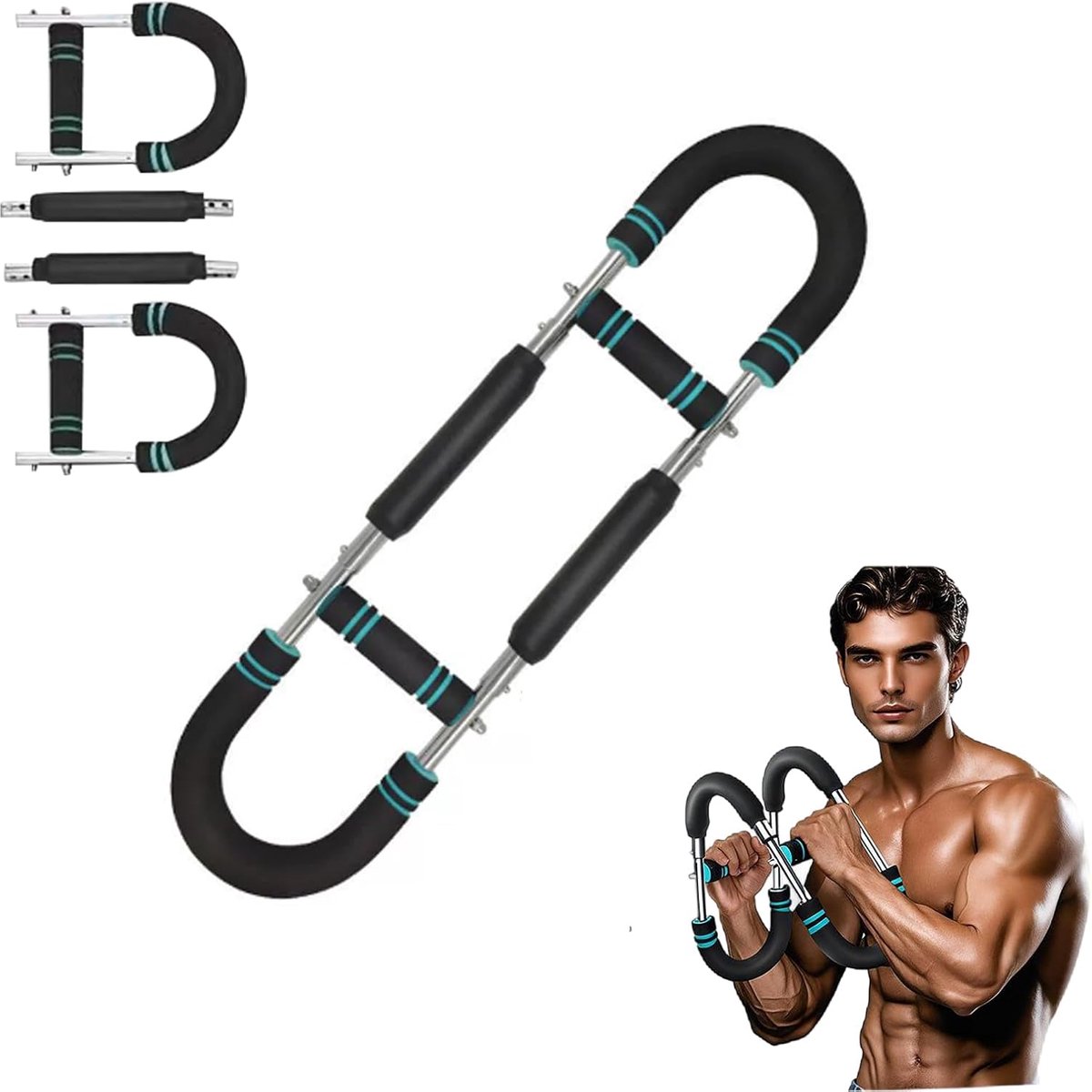 Arm Trainer, Arm Oefenapparatuur, U-vormige Twister Arm Oefenapparaat, Verstelbare Borst Expander, Krachttraining Pols- en Onderarmversterkers Vorm Het Perfecte Lichaam voor Mannen
