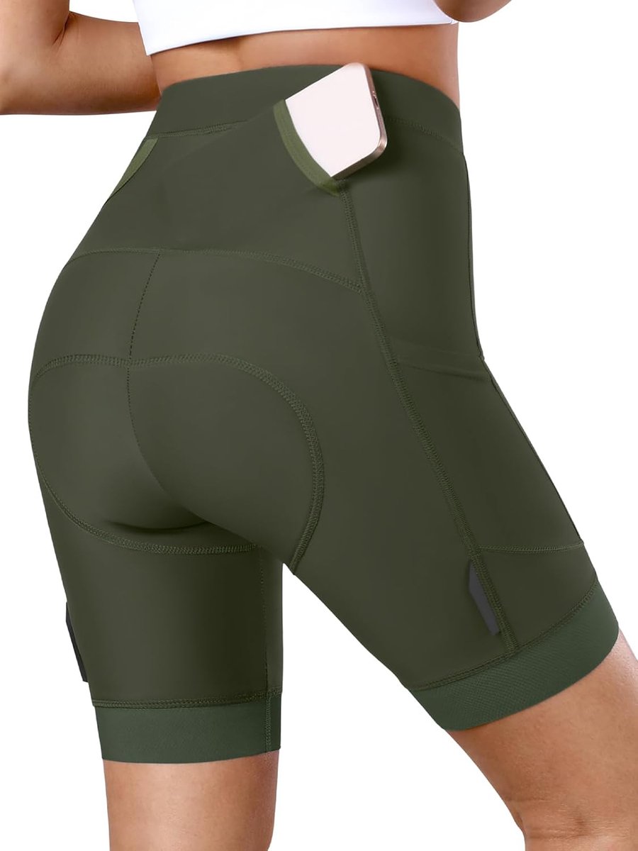 Shorts voor dames, 4D-gewatteerde fietsbroek met 3 zakken