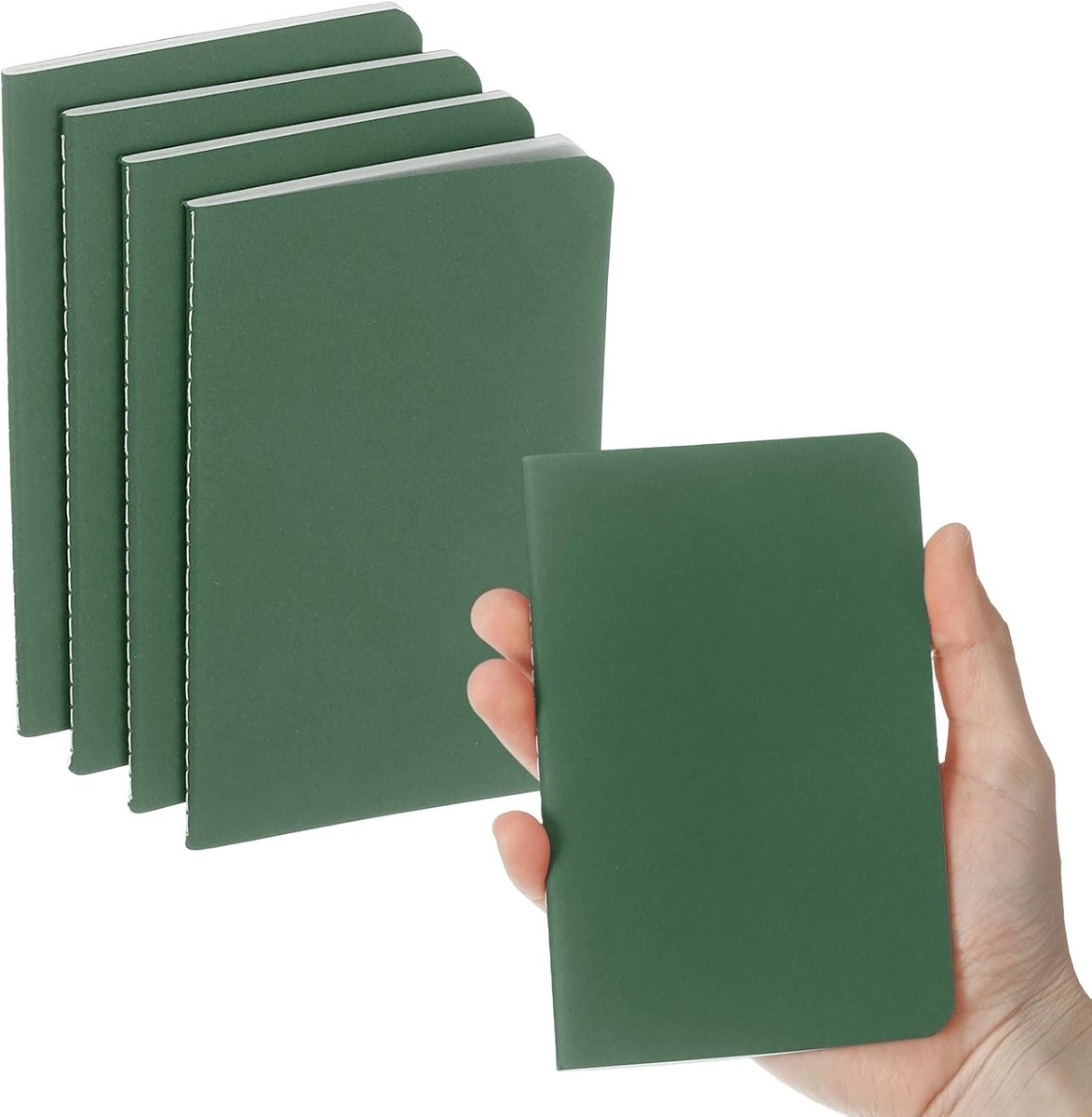 4 stuks A6 notitieboek, A6, journal, mini-notitieboek, pocket, memo, gelinieerd, schetsboek, klein, 9,9 x 14,9 cm, 30 vellen, voor mannen en vrouwen, kantooraccessoires, groene tint