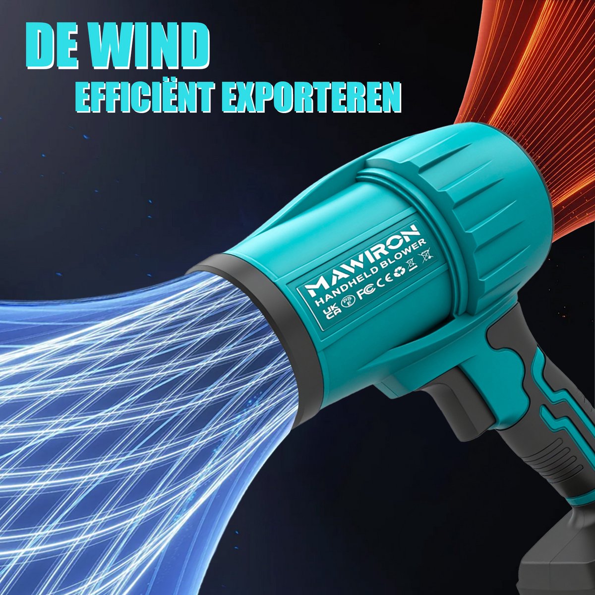MAWIRON Draadloze Turbo Bladblazer – Compacte Accu Handblazer met Sterke Luchtstroom en 3 Opzetstukken – Voor Tuin, Terras, Garage, Werkplaats en Auto – foto 4