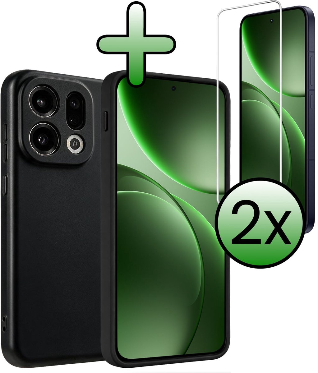 Hoesje Met 2x Screenprotector - Geschikt voor OPPO Find X9 - Sterk & Shockproof - Back Cover - Siliconen Case - Telefoon Hoes - Zwart
