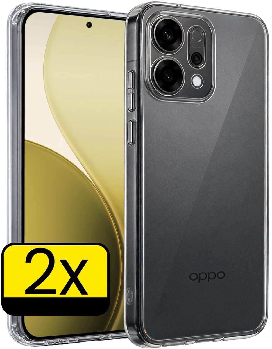 Hoesje - 2 Stuks - Geschikt voor Oppo Reno 14 - Sterk & Shockproof - Case Siliconen - Back Cover - Telefoon Hoes - Telefoonhoesjes - Transparant