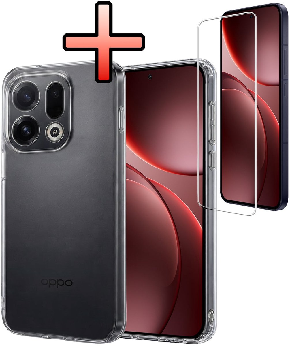 Hoesje - Met Screenprotector - Geschikt voor OPPO Find X9 - Sterk & Shockproof - Back Cover - Siliconen Case - Telefoon Hoes - Transparant
