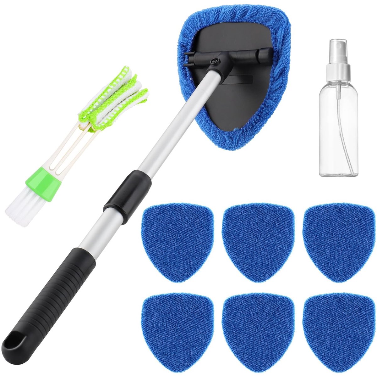Elzusha - Auto Raamreiniger met 6 Herbruikbare Pads en Sprayfles