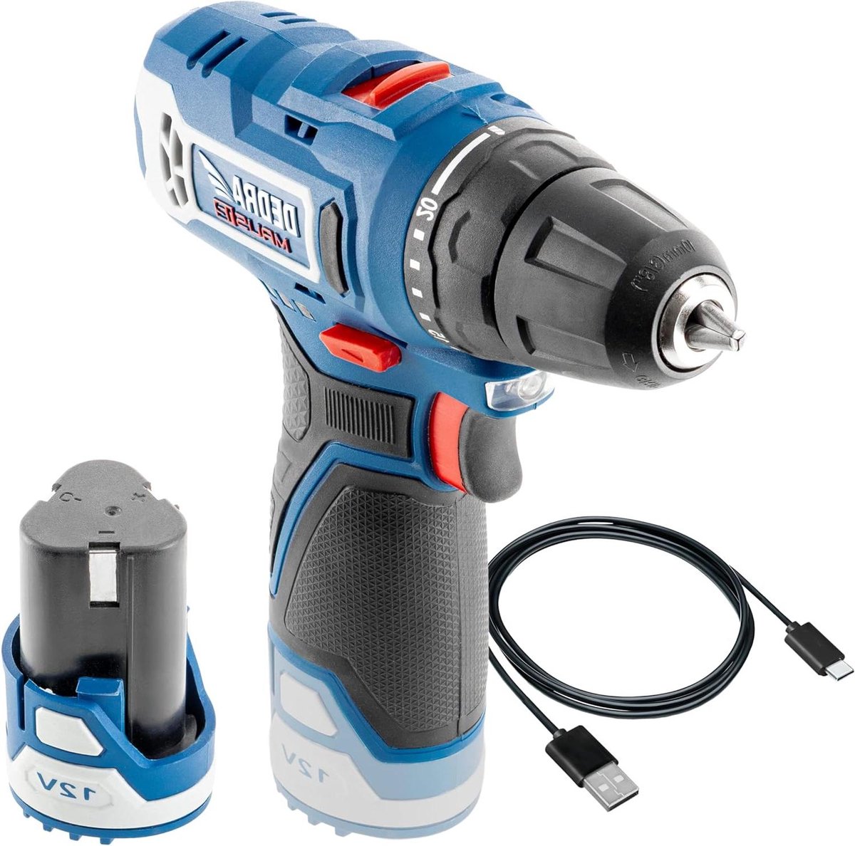 Accu boormachine set - Boormachine met toebehoren - Doe-het-zelf klussen - Compact en veelzijdig - 12 V 2 Ah - Zwart