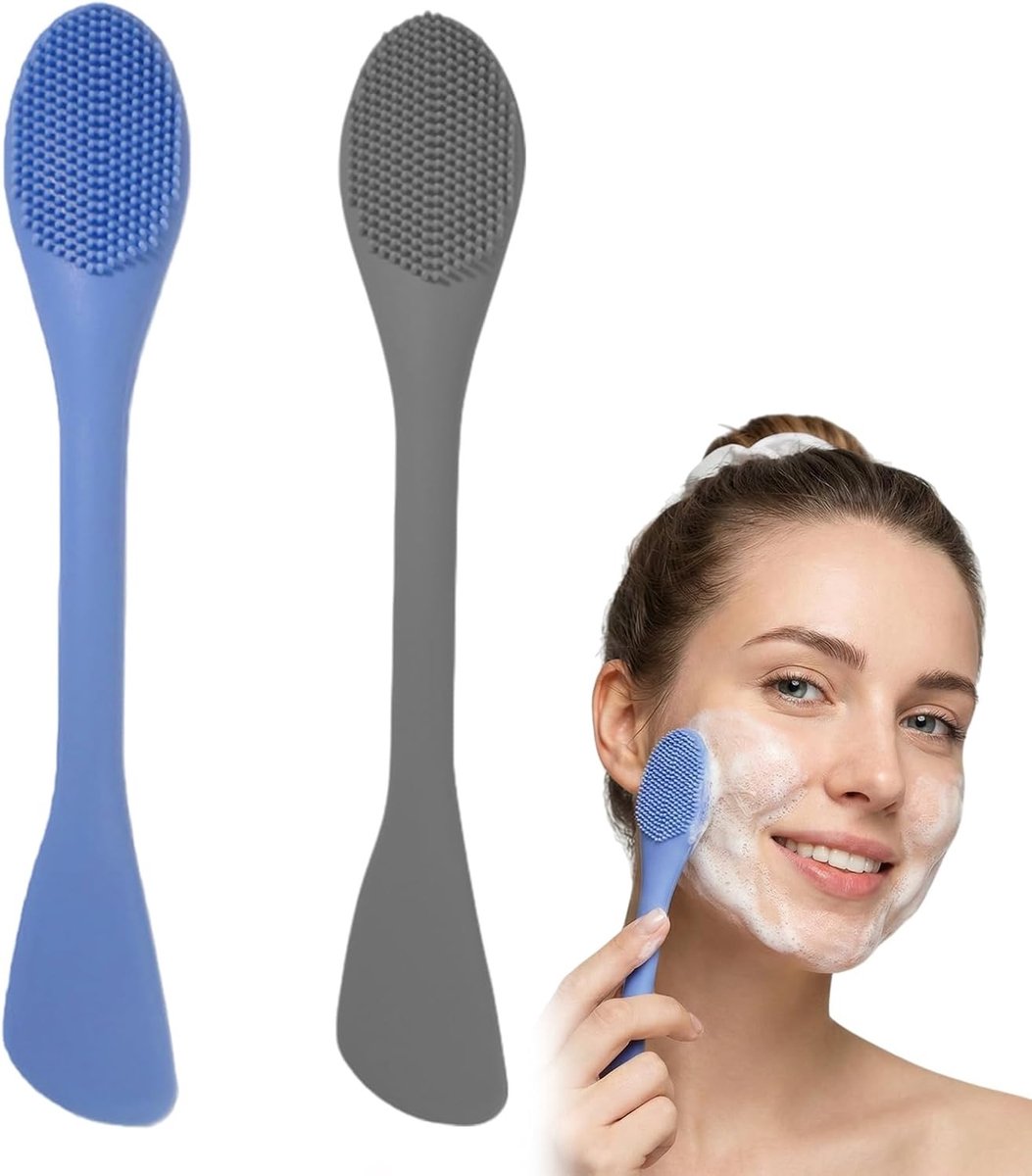 2 Stuks Siliconen Gezichtsborstels en Pore Cleanser, Dubbelzijdige Exfoliator voor Zwarte Punt Verwijdering en Make-up Aanbrengen