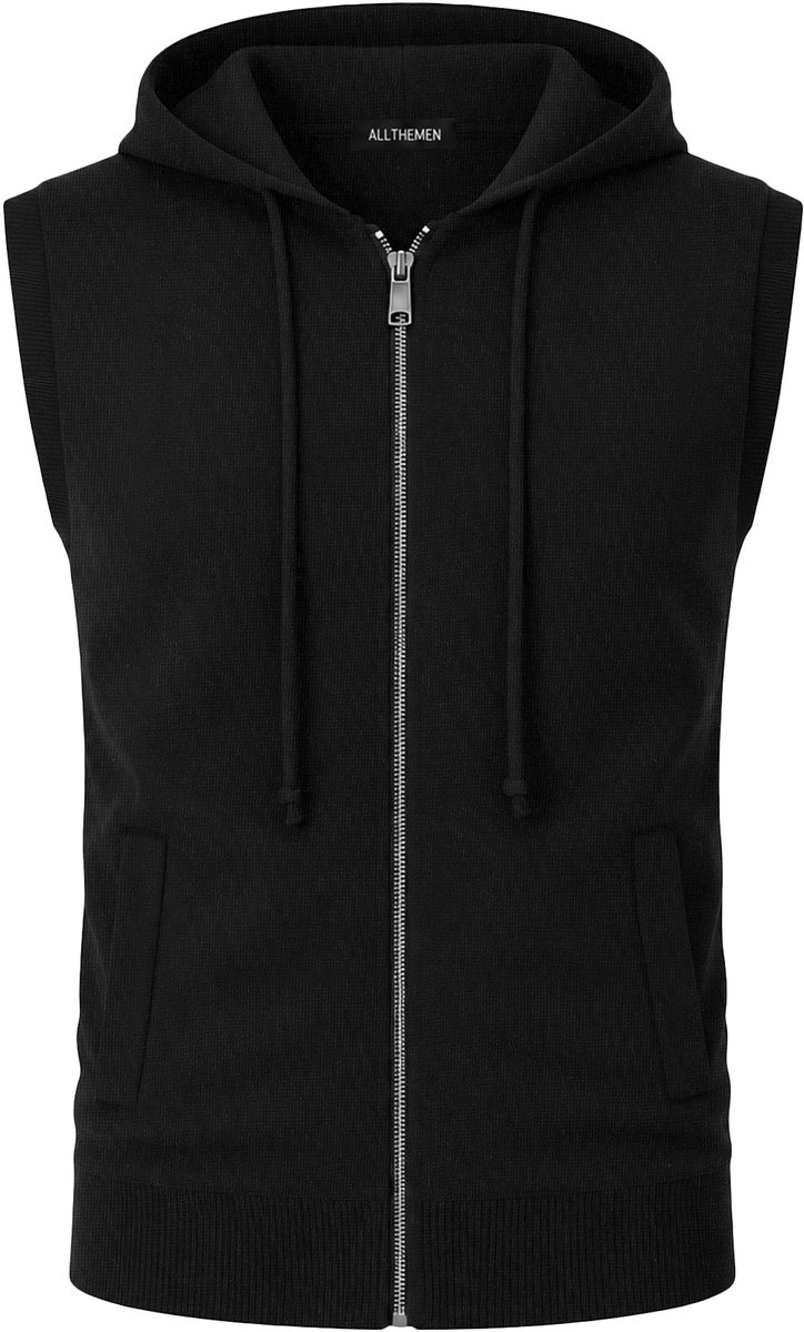 ALLTHEMEN Heren Mouwloos Gebreid Vest Hoodie - Zacht Comfortabel - L