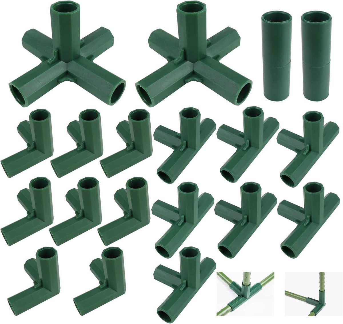 Verbindingsstukken voor broeikasframe - Hoekverbindingen voor tuinframes (3, 4, 5 weg, 16 mm)