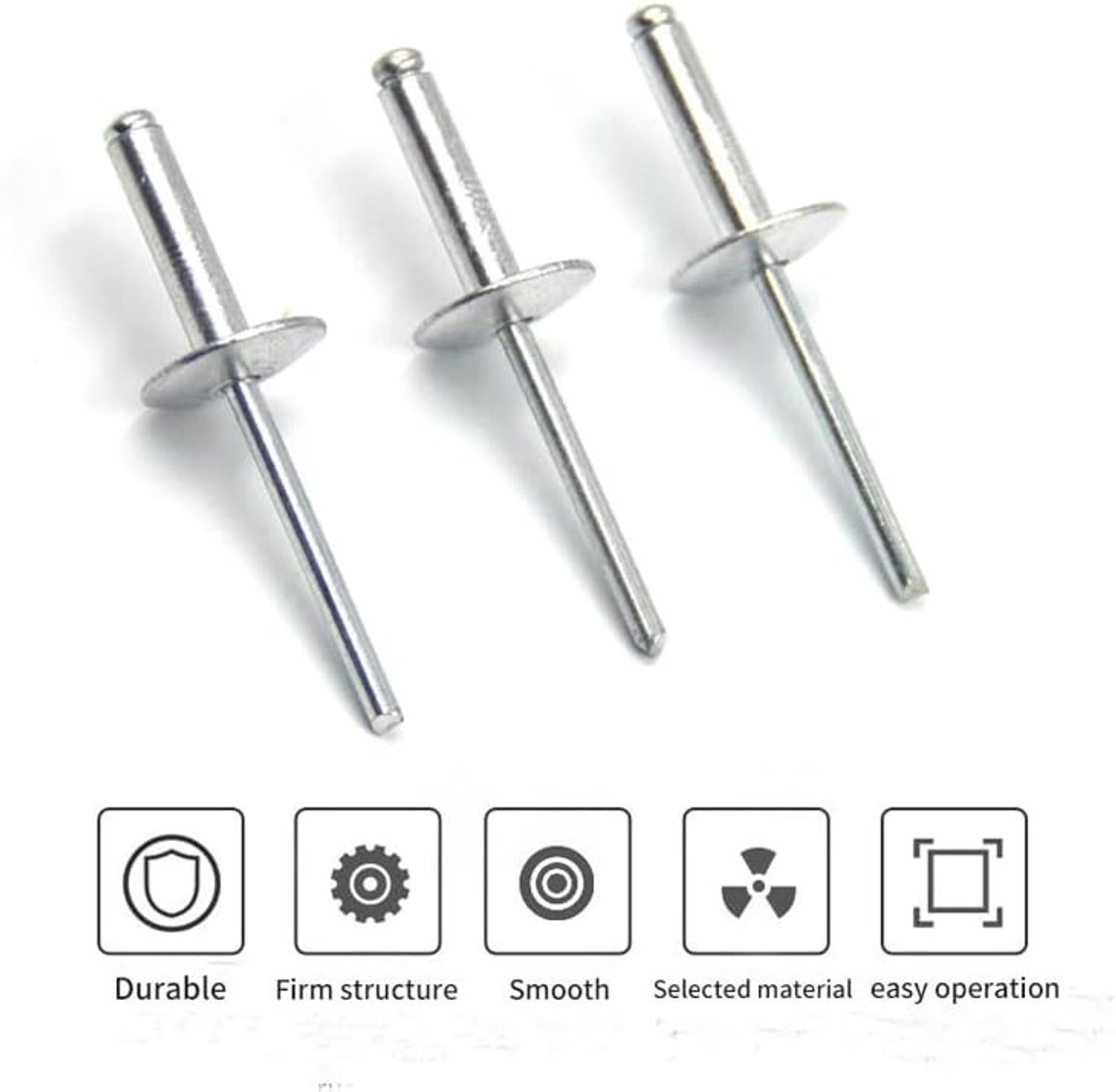 100 Stuks Aluminium Blindklinknagels met Grote Flens voor Metaalverbindingen, Duurzame Dome Rivets voor Diverse Toepassingen, 4.8mm×12mm Afmetingen