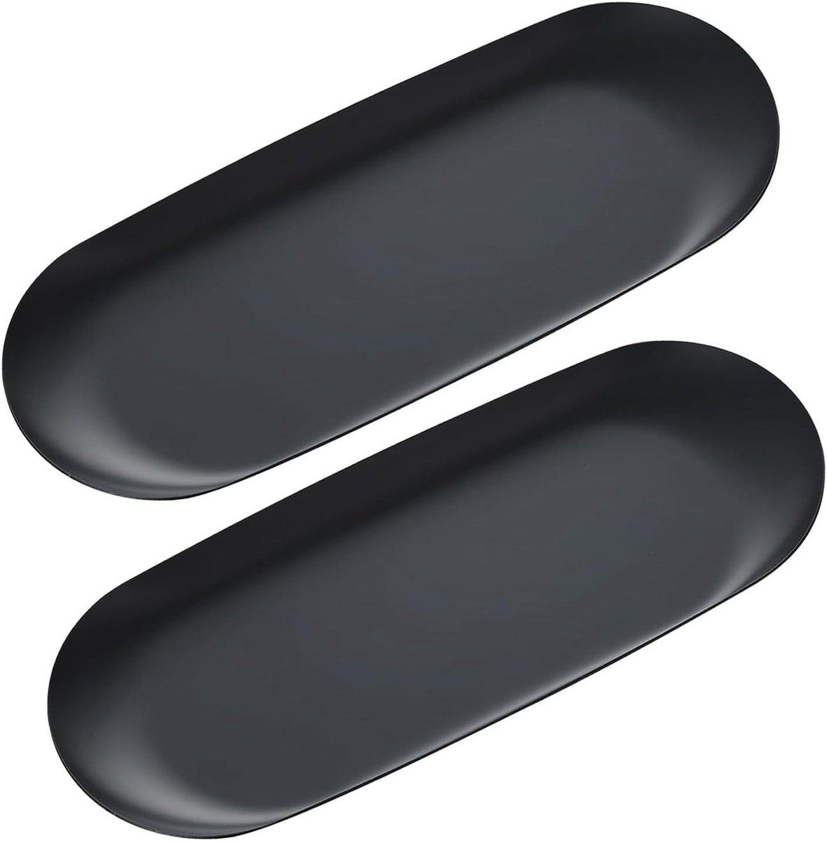 2 stuks ovale make-upbak voor sieraden, roestvrijstalen organizer voor cosmetica, decoratieve lade en opbergplaat voor badkameraccessoires (zwart)
