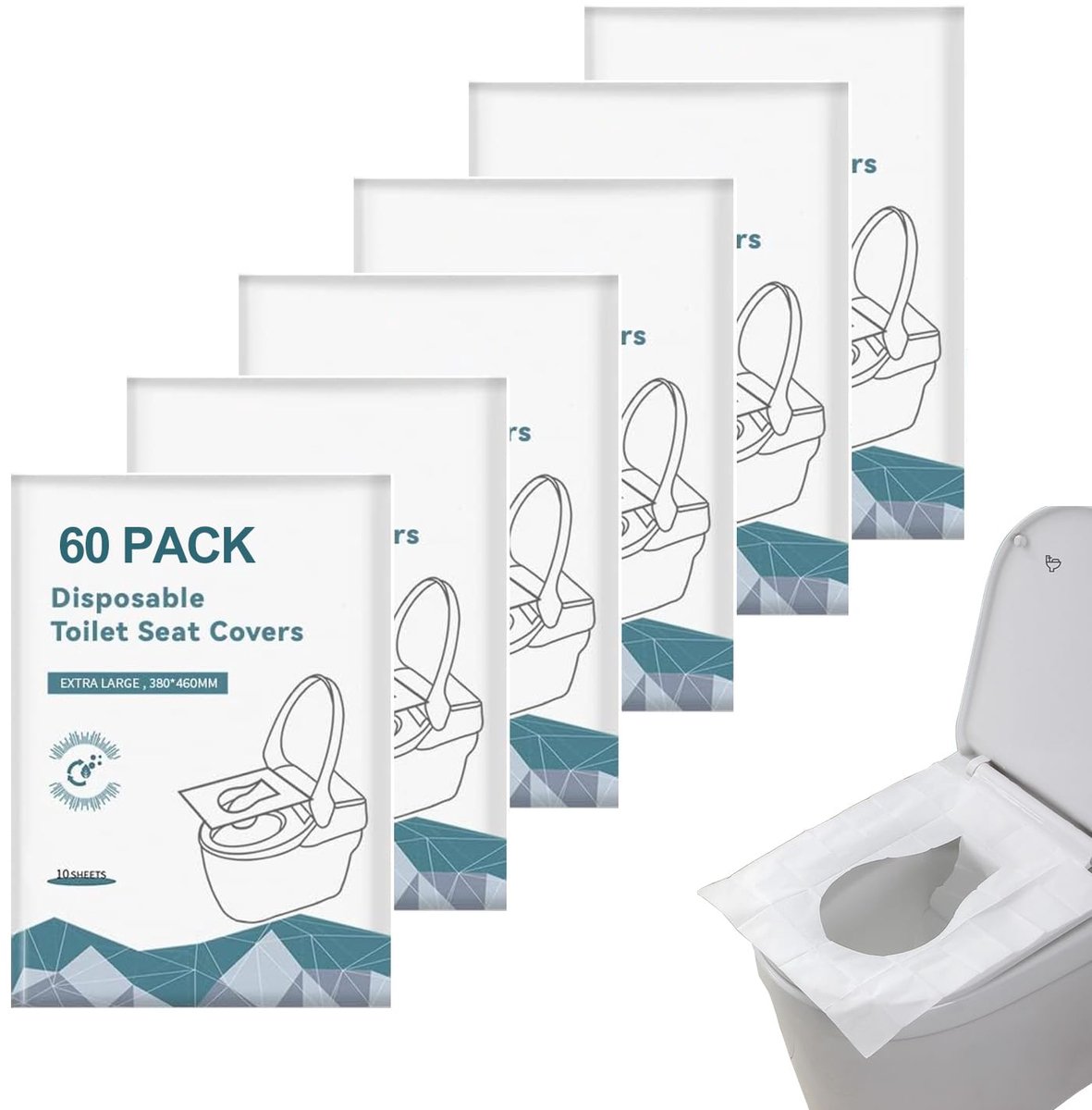60 stuks wegwerp toiletbril hoes - wegwerp WC bril hoezen voor kinderen en volwassenen - wegwerp toiletdeksel voor buitenreizen in hotels