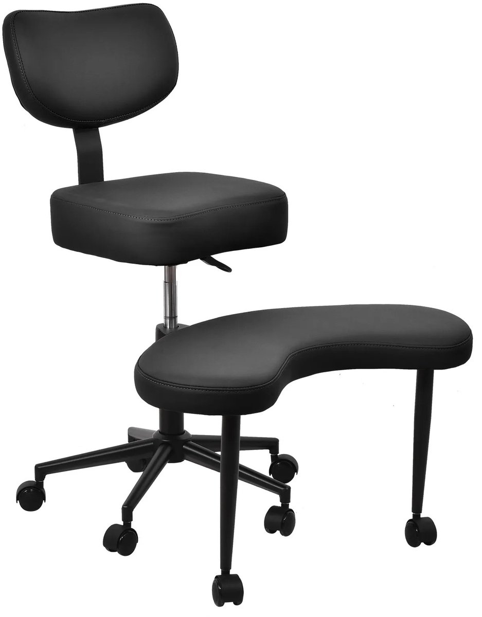 G&G meditatiestoel - Yoga stoel - Ergonomische Stoel - Rugleuning - Voetsteun - In hoogte verstelbaar - Draaibaar - Zwart