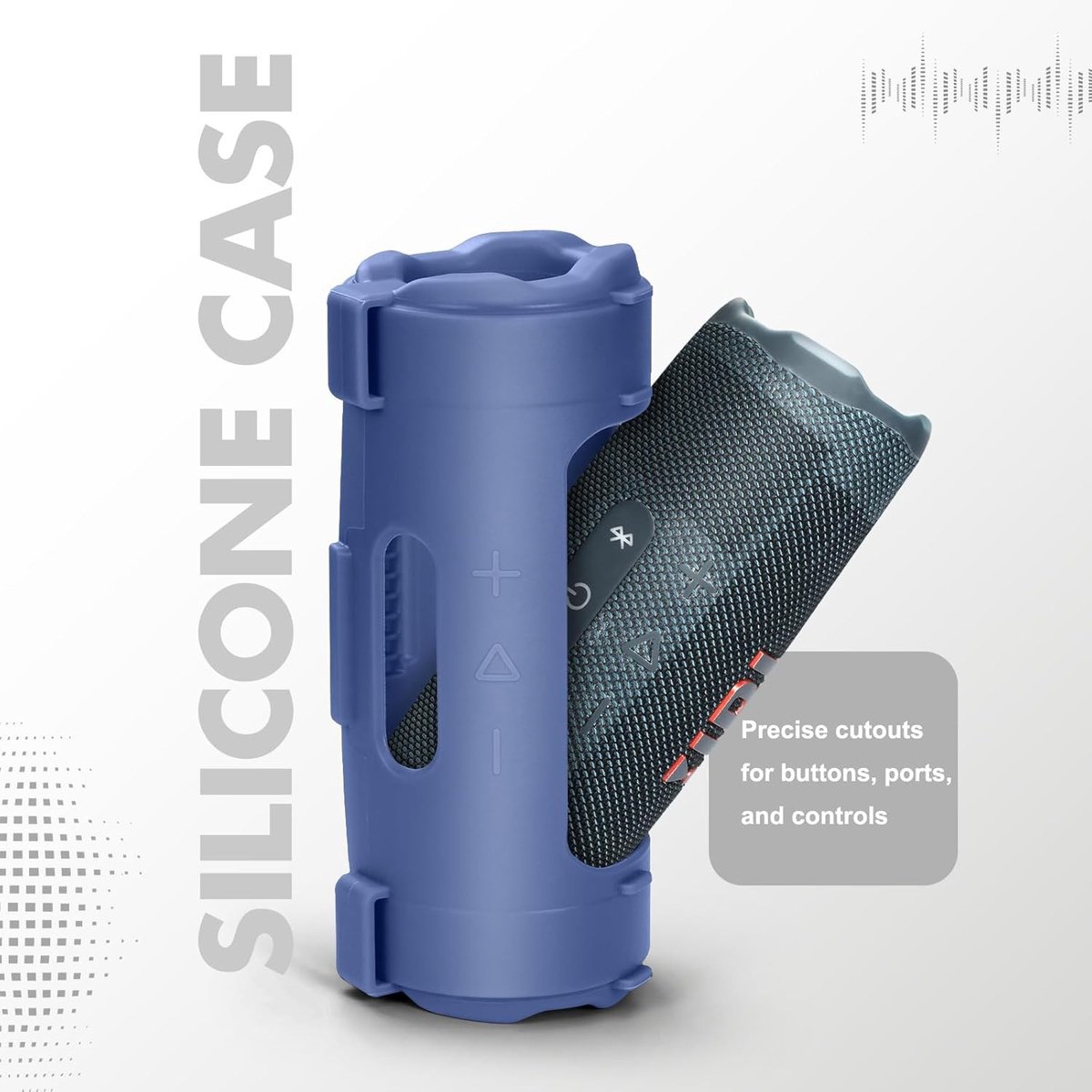Zachte Silicone Hoes voor Draagbare Bluetooth Speaker, Inclusief Schouderriem en Fietsbevestiging (Blauw)