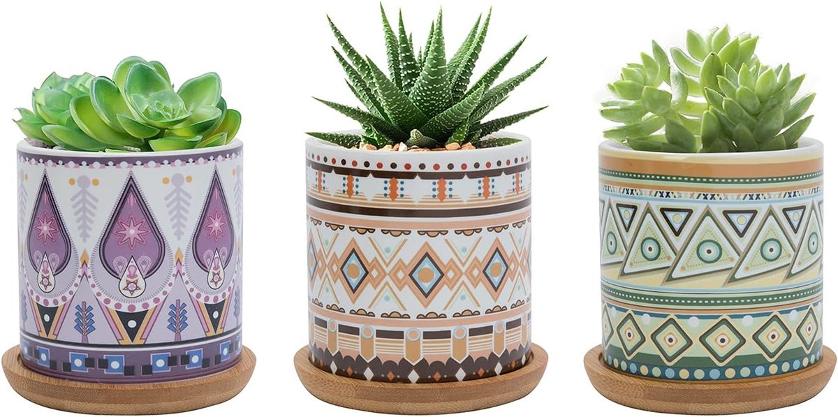 FORAGIFT 7.5cm Succulent Planter Pot, Ceramic Colorful Pattern Cactus Plant Pot, Small Plant Pots for Indoor and - ShopVlot
