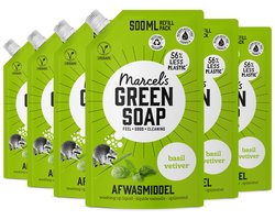 Marcel's Green Soap Afwasmiddel Navulling - Basilicum & Vetiver - 6 x 500 ml