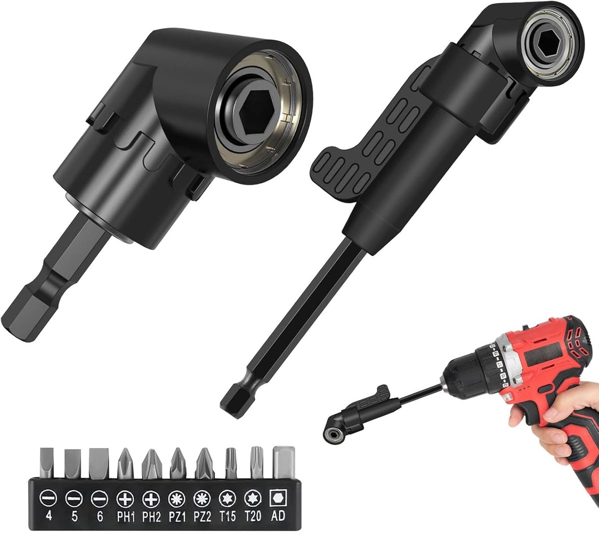 Schroevendraaier opzetstuk 105° - 2 stuks - flexibele hoekadapter - ideaal voor krappe ruimtes - ShopVlot