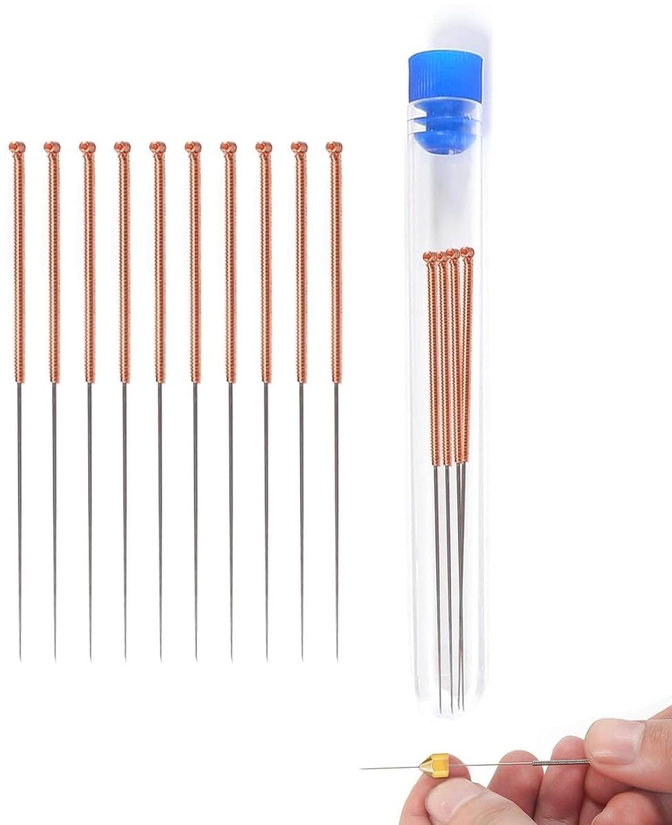 SnelShoppen - 3D Printer Nozzle Reinigingsset, Onderhoudskit met 10 Stuks 0.8mm Reinigingsnaalden voor 0.8mm Doppen, Roestvrijstalen Gereedschap voor