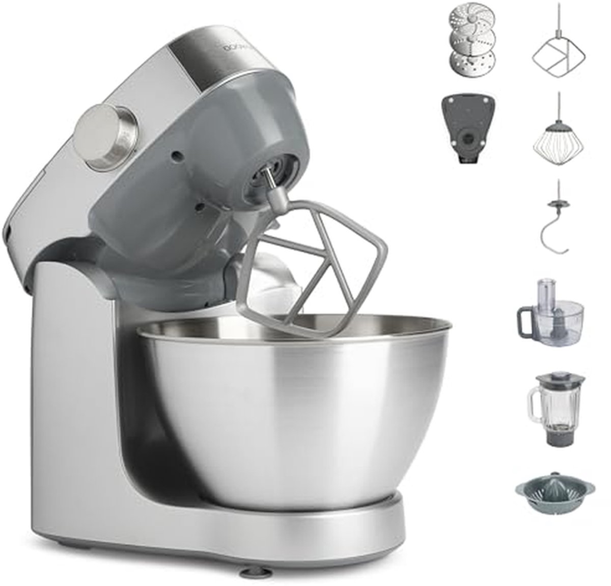 Keukenmachine - Mixer - Bakken en Koken - 1000W Kracht - 4.3L Kom - Zilver