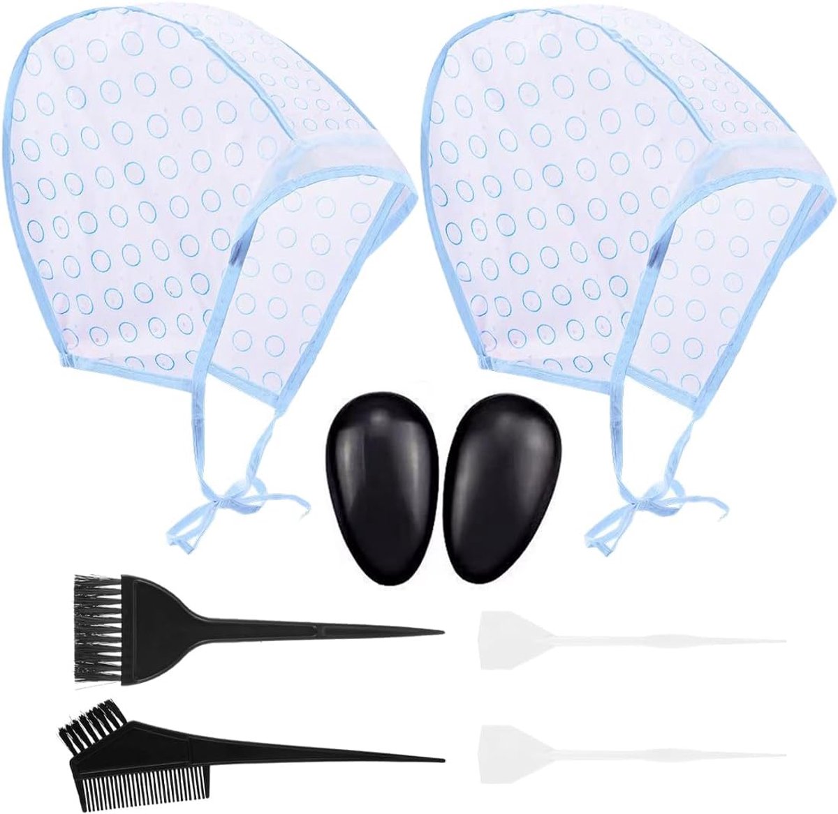 Haarverfaccessoires set van 2 - Hoogwaardige PE haarcap - Inclusief haarkleurborstel en metalen haken - ShopVlot