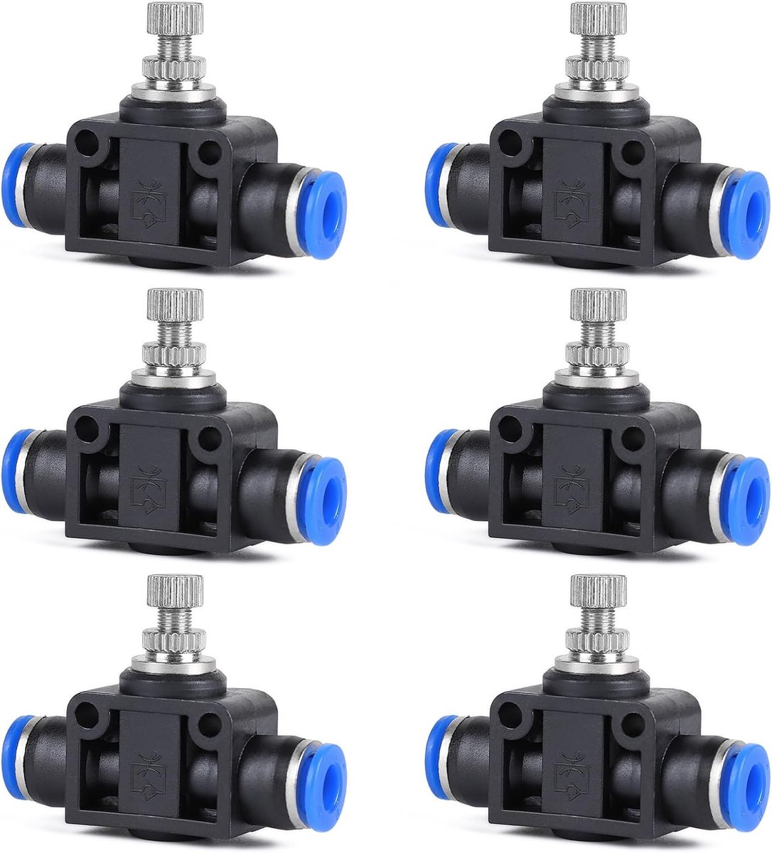 SnelShoppen - 6 x Pneumatische Aansluitingen Choke Ventiel 6mm, Pneumatische Rechte Throttle Check Ventiel met Stekker Aansluiting, Push-in Snelle Kop