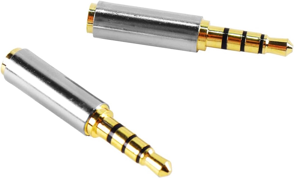 SnelShoppen - 2 Stuks 3.5mm Mannelijk naar 2.5mm Vrouwelijk Hoofdtelefoon Adapter Converter Jack Verguld 4 Pin voor Hoofdtelefoons Mobiele Telefoon