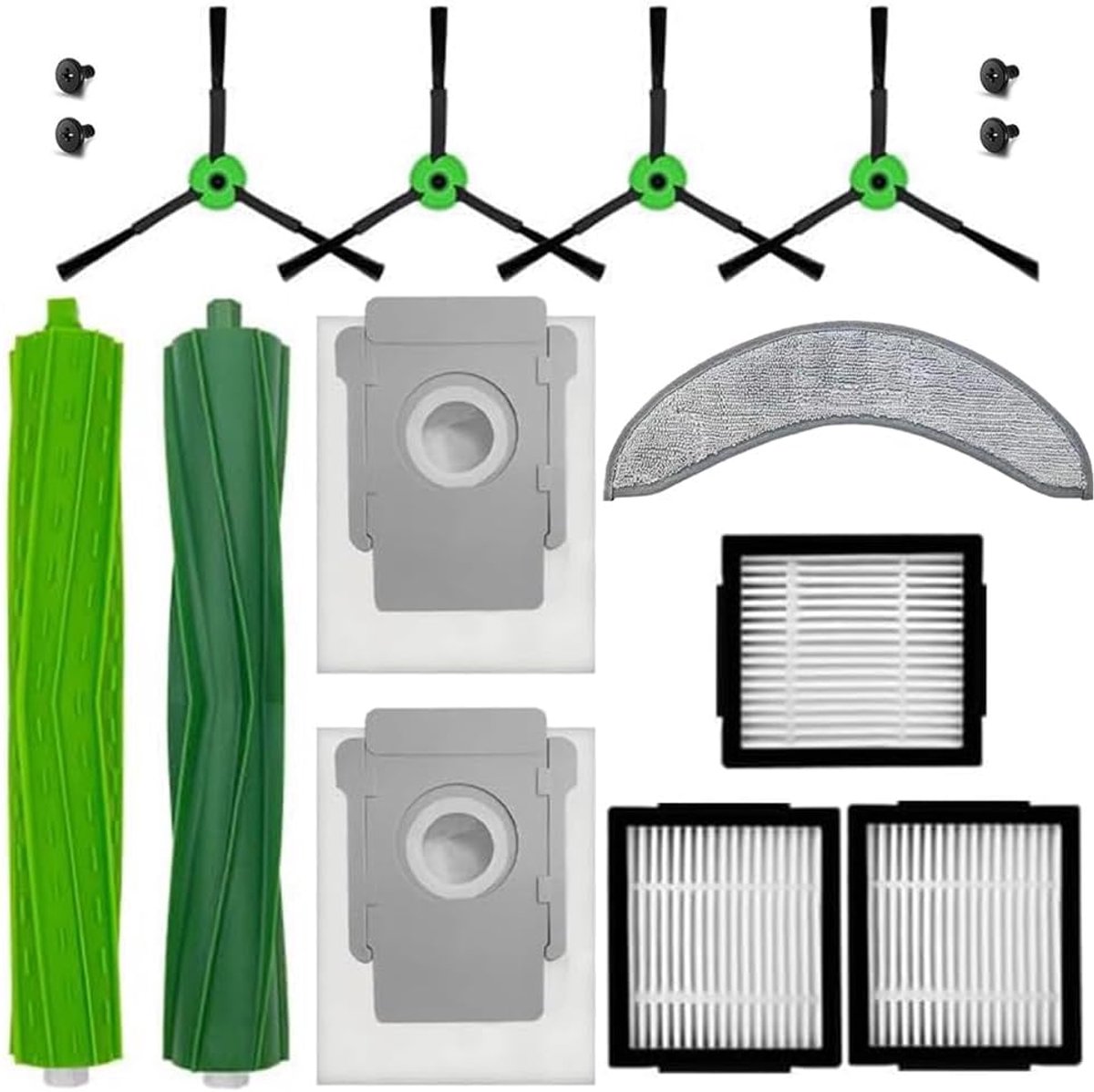 SnelShoppen - Accessoire set voor iRóbot Råmba Combo 10 - 12 stuks inclusief 2 hoofdborstel, 3 filters, 4 zijborstels, 2 stofzakken, 1 mop - Hoogwaard